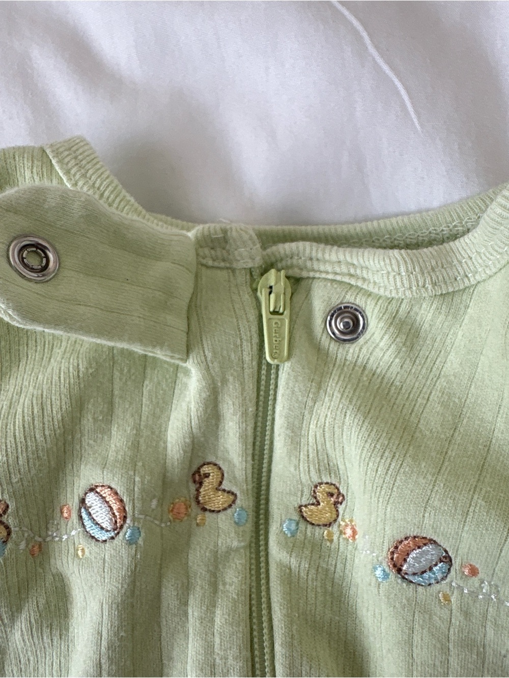 Gerber Light Green Ribbed Footed One-Piece - Picture 5 of 5